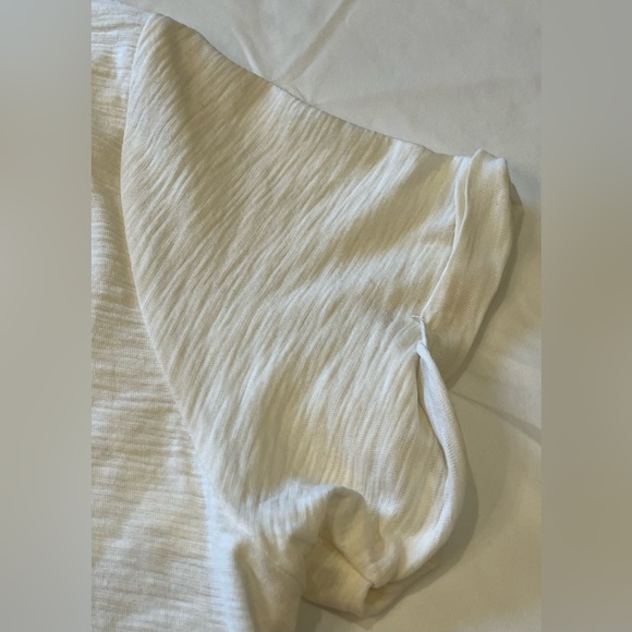 EUC NATION LTD 100% Pima Cotton Scoop Neck Short Rolled Sleeve T-Shirt L Cream - Picture 5 of 9